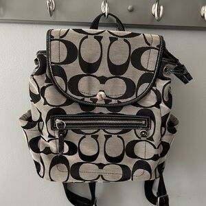 Coach Black and Gray Patterned Backpack